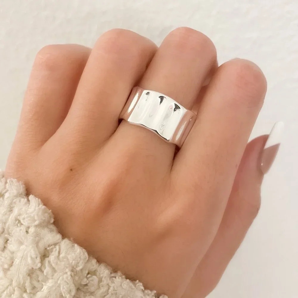 925 Sterling Silver Chunky Ring Thick Band Ring Wavy Ring Modern Ring